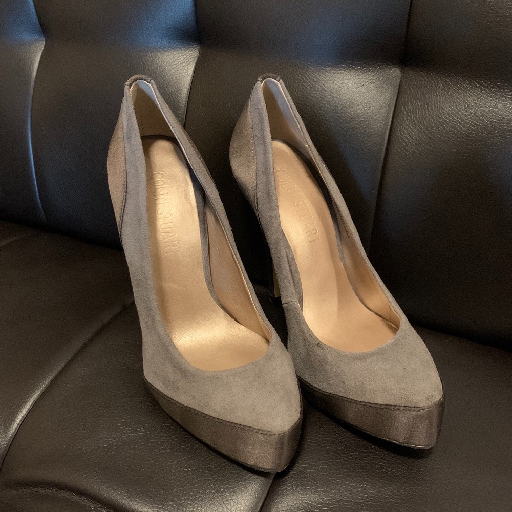 Grey suede heels